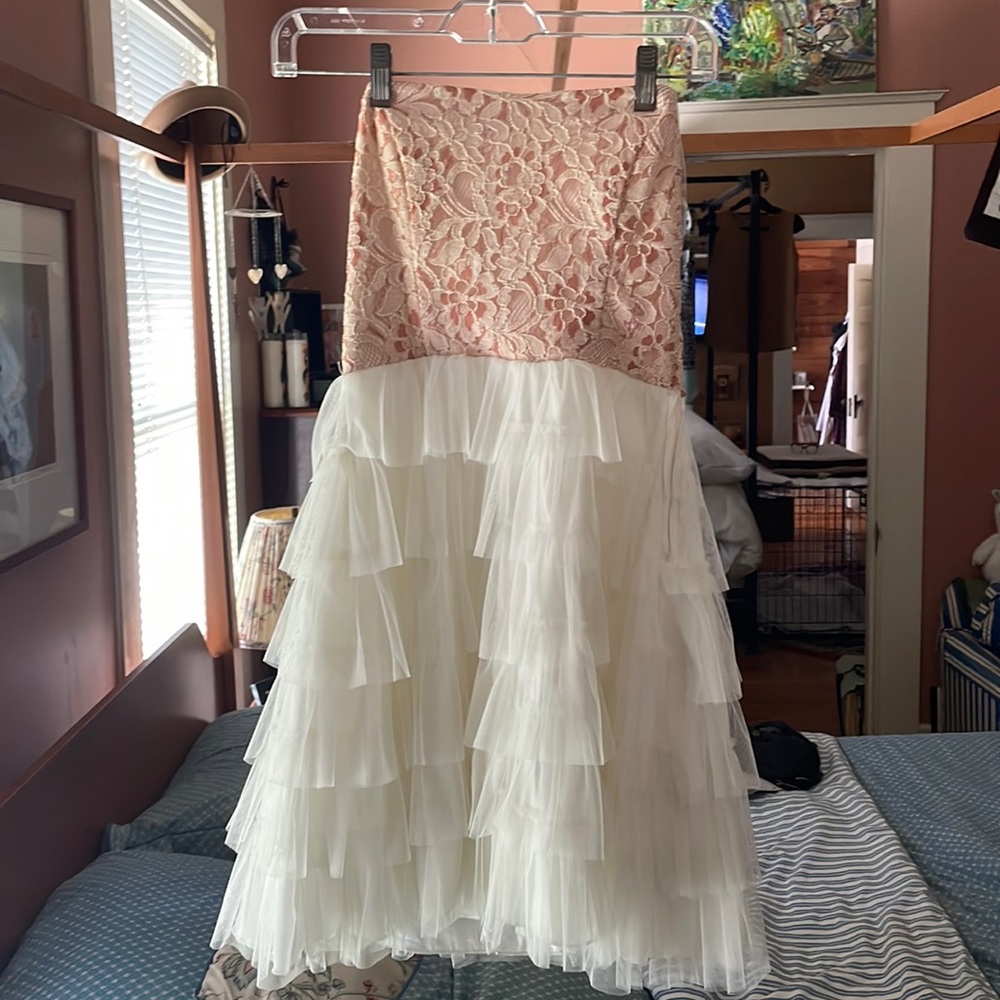 Corset Lace Strapless Mini Dress with Tool Layered Skirt